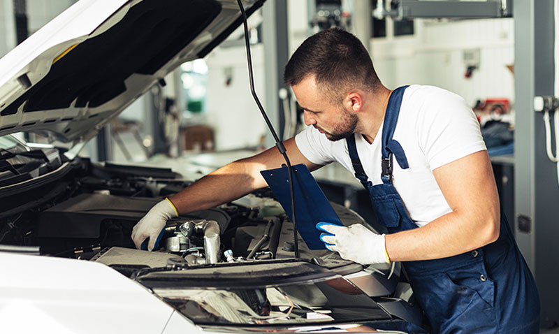 Mechanic checking the engine