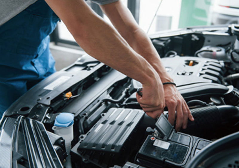 Mechanic checking the engine